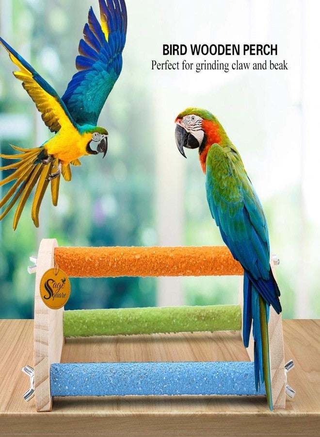 Sage Square Bird Training Perch,Wooden Perch Wooden Platform Natural Wood Stand Toy Branch for Birds(Semicircle) - Image 5